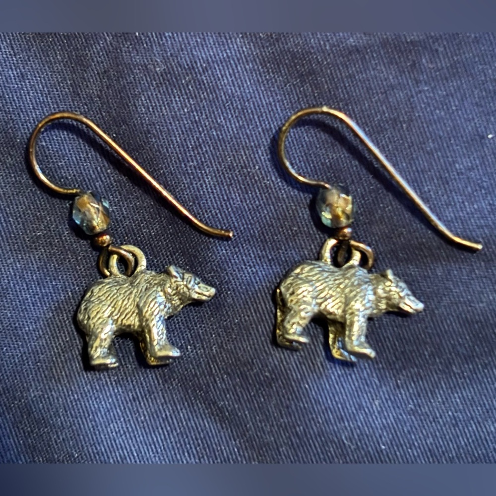 Bear Charm Metal Earrings